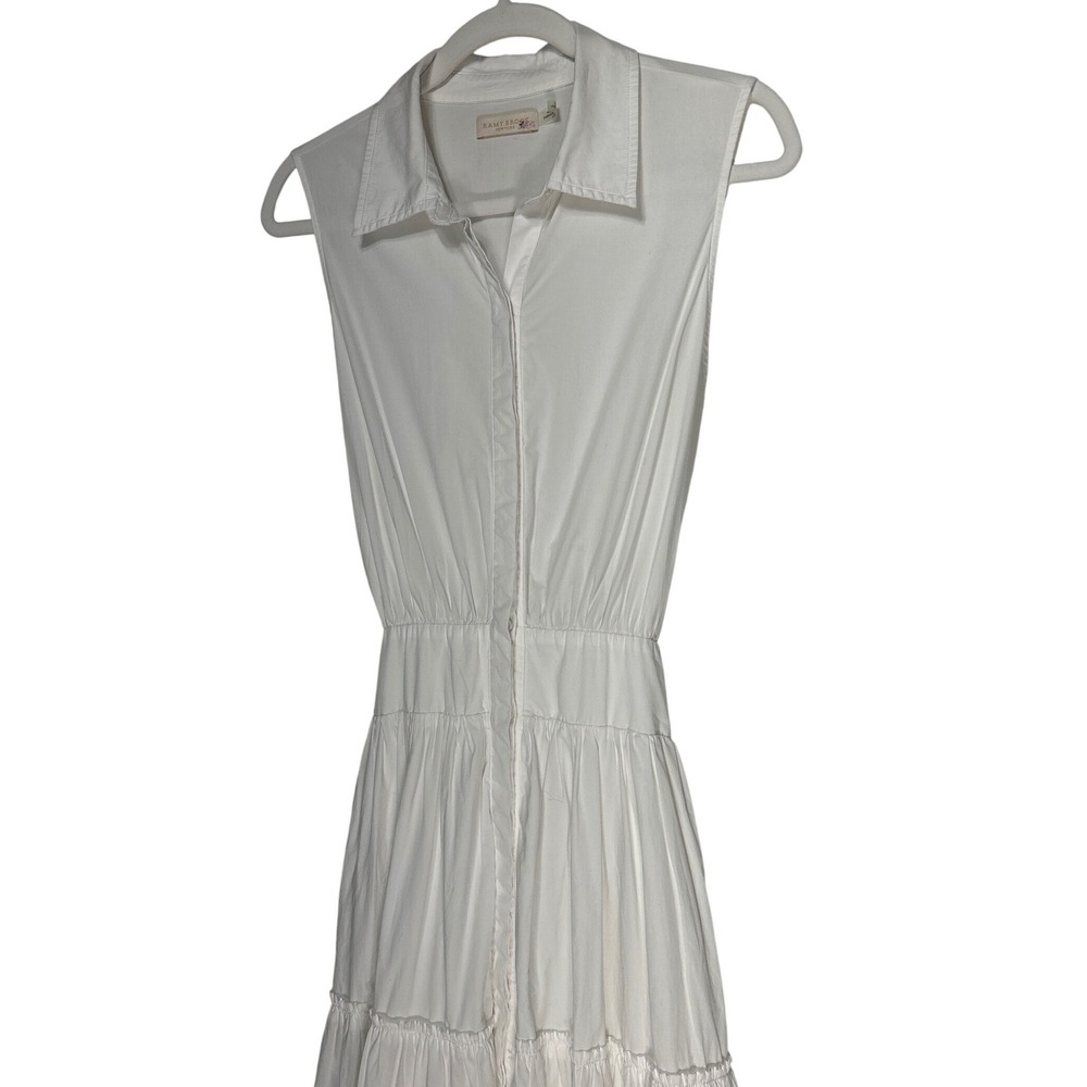 Ramy‎ Brook New York Sleeveless Tiered Smocked Tie Back Cotton Maxi Dress Size L